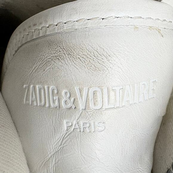 Zadig & Voltaire High Top Flash Sneaker White Lightning Lace Up Leather Size 36 - Picture 10 of 13
